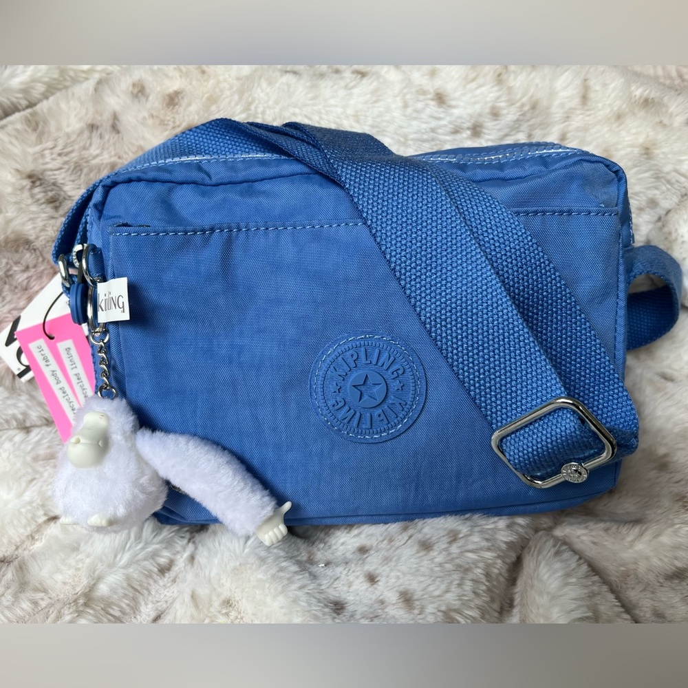 Kipling Blue Crossbody Bag w/ Jana Monkey Keychain NWT